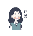 かわいい女の子。韓国語4 日本語なしVer.（個別スタンプ：1）