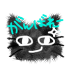 ふわふわ黒猫リアクションスタンプ（個別スタンプ：2）