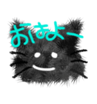 ふわふわ黒猫リアクションスタンプ（個別スタンプ：14）