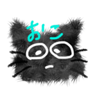 ふわふわ黒猫リアクションスタンプ（個別スタンプ：15）