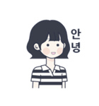 かわいい女の子。韓国語5 日本語なしVer.（個別スタンプ：1）