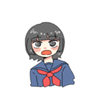 セーラー服の子、女の子（個別スタンプ：11）