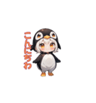 もふもふペンギンガール登場！（個別スタンプ：3）