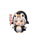 もふもふペンギンガール登場！（個別スタンプ：27）