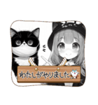 猫LOVEガール② モノクロ（個別スタンプ：3）