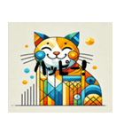 明るいキュビズム猫（個別スタンプ：3）