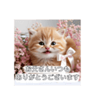 花束スタンプお祝い感謝♡猫ちゃん（個別スタンプ：10）