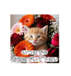 花束スタンプお祝い感謝♡猫ちゃん（個別スタンプ：22）