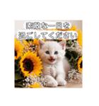 花束スタンプお祝い感謝♡猫ちゃん（個別スタンプ：32）