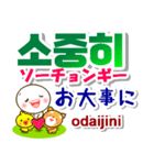 韓国語＋日本語 連絡用 大きな文字 発音付（個別スタンプ：35）