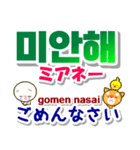 韓国語＋日本語 連絡用 大きな文字 発音付（個別スタンプ：36）