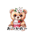 【春】桜にまみれるクマさんの日常挨拶（個別スタンプ：10）