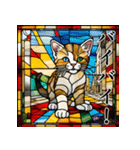 ステンドグラス風 猫スタンプ（AI）（個別スタンプ：6）