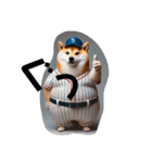 リアルな太っちょなしば犬 野球男児（個別スタンプ：1）