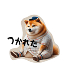 リアルな太っちょなしば犬 野球男児（個別スタンプ：5）