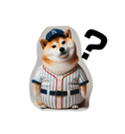 リアルな太っちょなしば犬 野球男児（個別スタンプ：10）