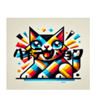 元気なキュビズム猫（個別スタンプ：3）