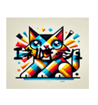 元気なキュビズム猫（個別スタンプ：5）