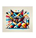 元気なキュビズム猫（個別スタンプ：7）
