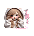 毎日使える白パーカーギャル♡1（個別スタンプ：3）