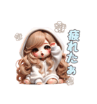 毎日使える白パーカーギャル♡1（個別スタンプ：5）