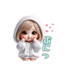 毎日使える白パーカーギャル♡1（個別スタンプ：11）