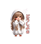 毎日使える白パーカーギャル♡1（個別スタンプ：14）