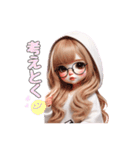 毎日使える白パーカーギャル♡1（個別スタンプ：16）