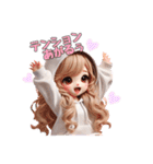 毎日使える白パーカーギャル♡1（個別スタンプ：17）