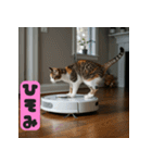 お掃除ロボットの上の猫（個別スタンプ：9）