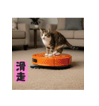 お掃除ロボットの上の猫（個別スタンプ：15）