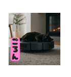 お掃除ロボットの上の猫（個別スタンプ：17）