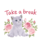［英語］大人かわいい♡ねこと花のスタンプ（個別スタンプ：34）