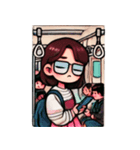 満員電車で退屈な女の子（個別スタンプ：4）