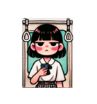 満員電車で退屈な女の子（個別スタンプ：7）