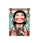 満員電車で退屈な女の子（個別スタンプ：11）