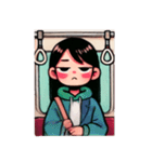 満員電車で退屈な女の子（個別スタンプ：14）