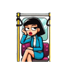満員電車で退屈な女性たち（個別スタンプ：1）