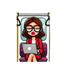 満員電車で退屈な女性たち（個別スタンプ：2）