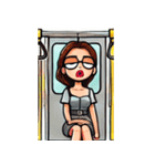 満員電車で退屈な女性たち（個別スタンプ：3）
