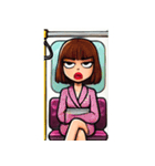 満員電車で退屈な女性たち（個別スタンプ：5）