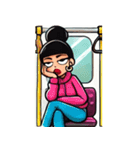満員電車で退屈な女性たち（個別スタンプ：7）