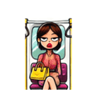 満員電車で退屈な女性たち（個別スタンプ：9）