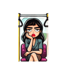 満員電車で退屈な女性たち（個別スタンプ：14）