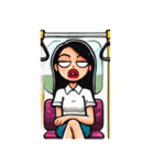 満員電車で退屈な女性たち（個別スタンプ：15）