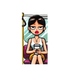 満員電車で退屈な女性たち（個別スタンプ：20）