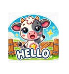 表情豊かな可愛い赤ちゃん牛のスタンプ（個別スタンプ：3）