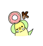 ぷくぷくインコとパン（個別スタンプ：1）