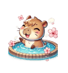 のんびりカピバラ、桜風呂（個別スタンプ：27）