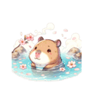 のんびりカピバラ、桜風呂（個別スタンプ：39）